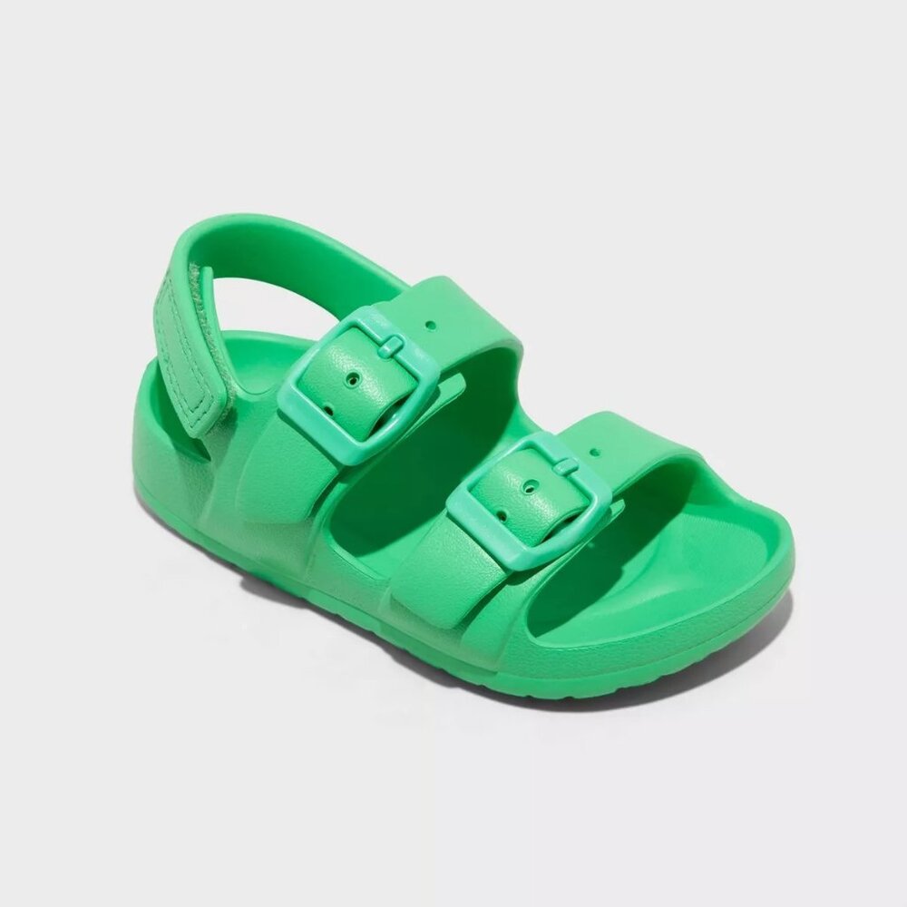 Cat & Jack Toddler Girls Ade Sandals Green Footbed Hook & Loop Strap Size 5